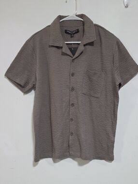 Reiss Textured Short-Sleeve Button-Down Shirt - Taupe